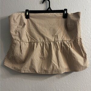 Brown Checkered Women's Cropped strapless top